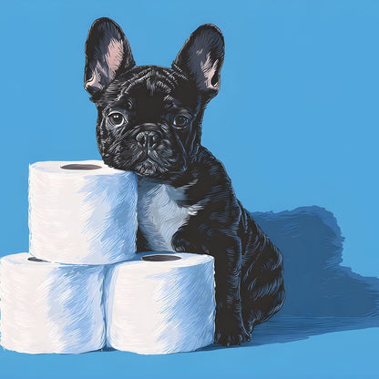 Frenchie Guarding Toilet Rolls Canvas Wall Art