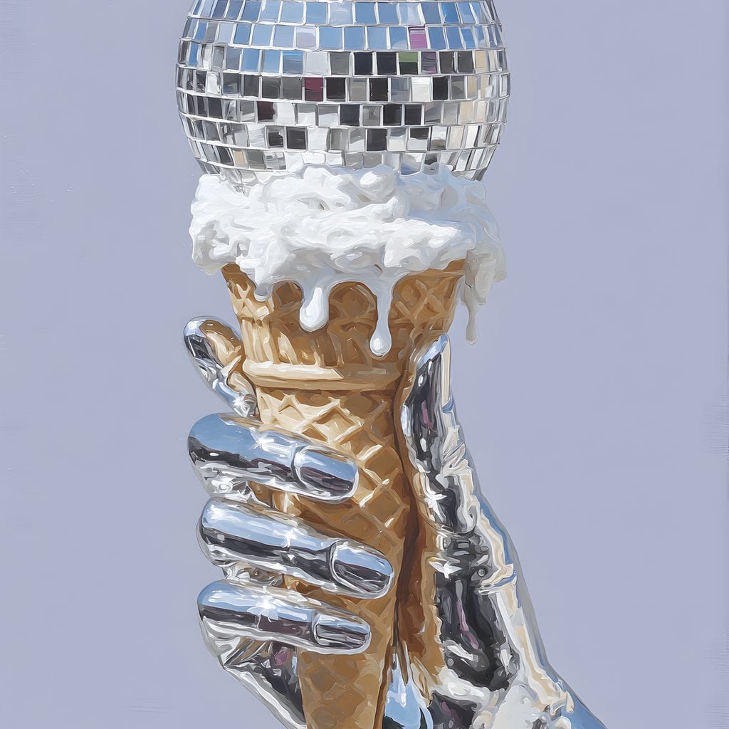 Chrome Hand Disco Ice Cream Dream Canvas Wall Art