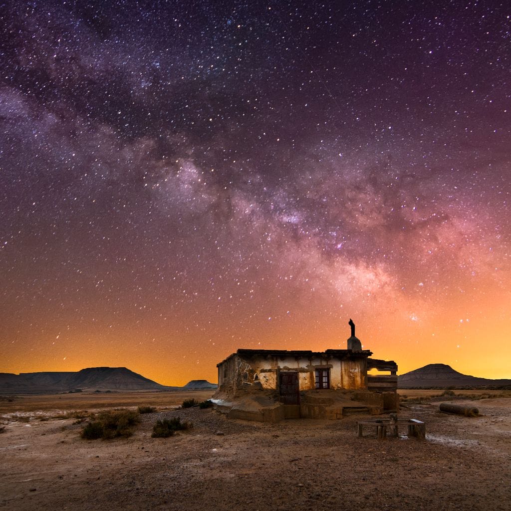Shepherd Hut Desert Night Canvas Wall Art