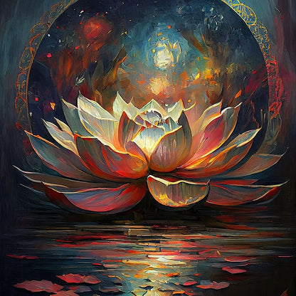 Midnight Lotus Flower Canvas Wall Art