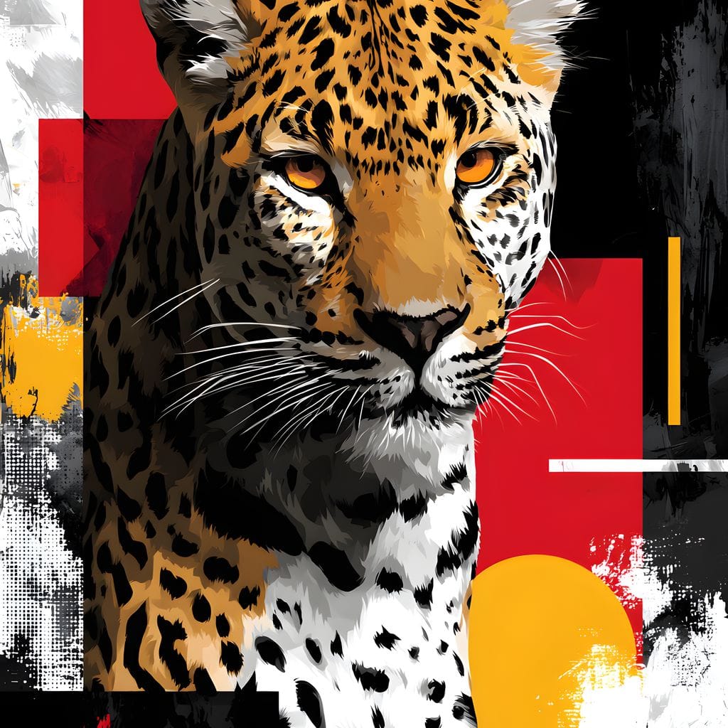 Modern Leopard Portrait Noir Gold Canvas Wall Art