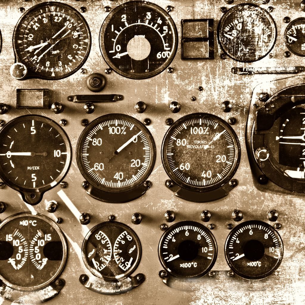 Retro Airplane Instruments Canvas Wall Art