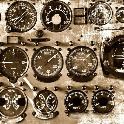 Retro Airplane Instruments Canvas Wall Art