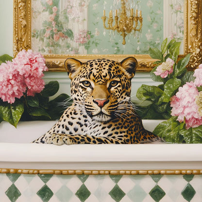 Leopard Luxe Floral Bathing Canvas Wall Art