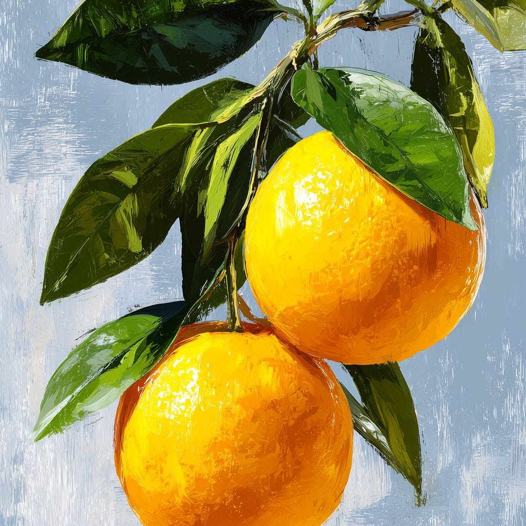 Sunlit Oranges On Branch Canvas Wall Art