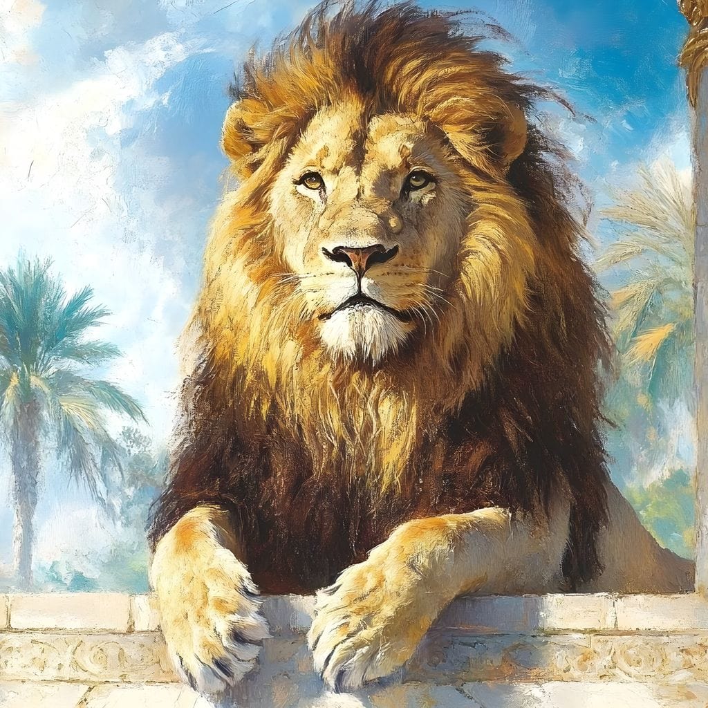 Lion Oasis Canvas Wall Art
