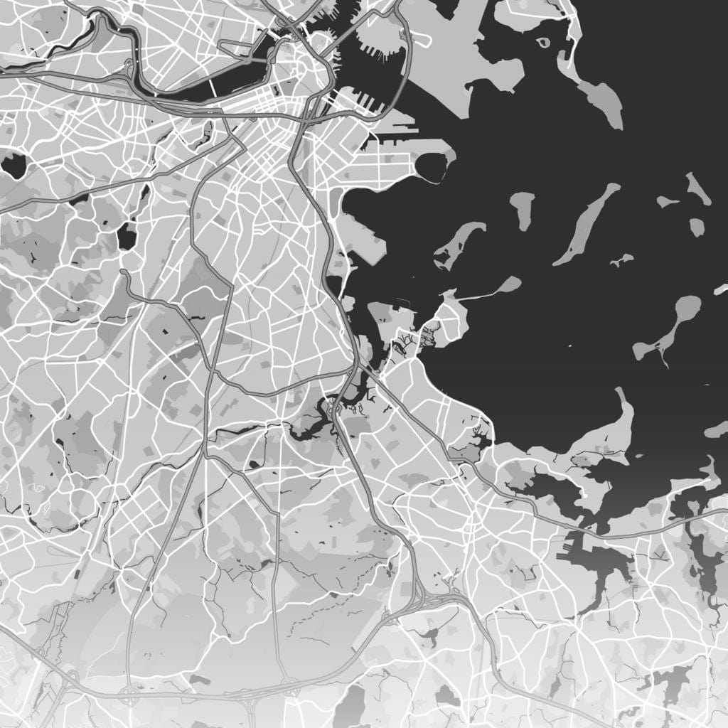 Map of Boston, USA Canvas Wall Art