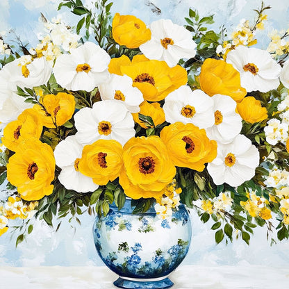 Golden Blossoms Harmonize Canvas Wall Art