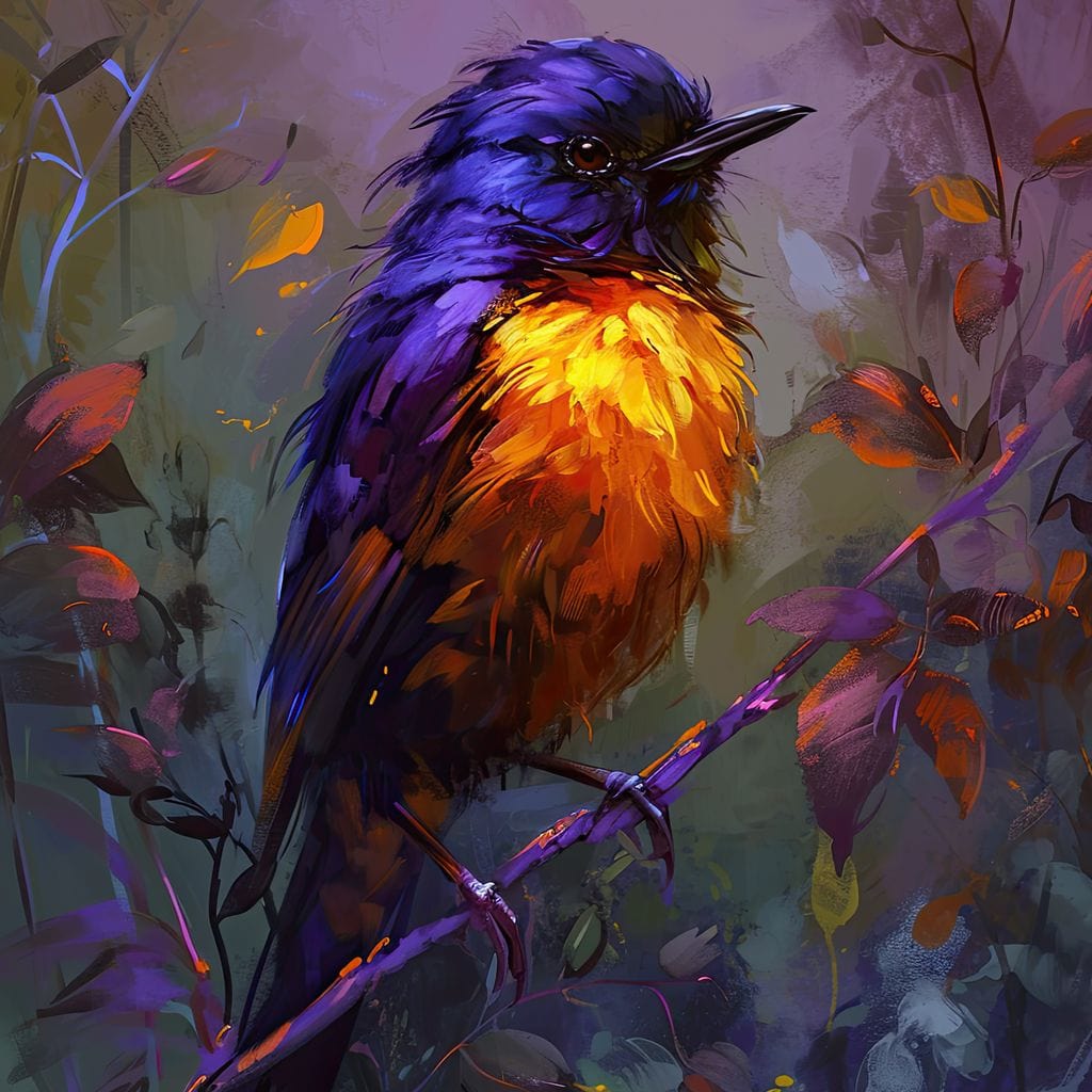 Majestic Twilight Bird Perched Canvas Wall Art