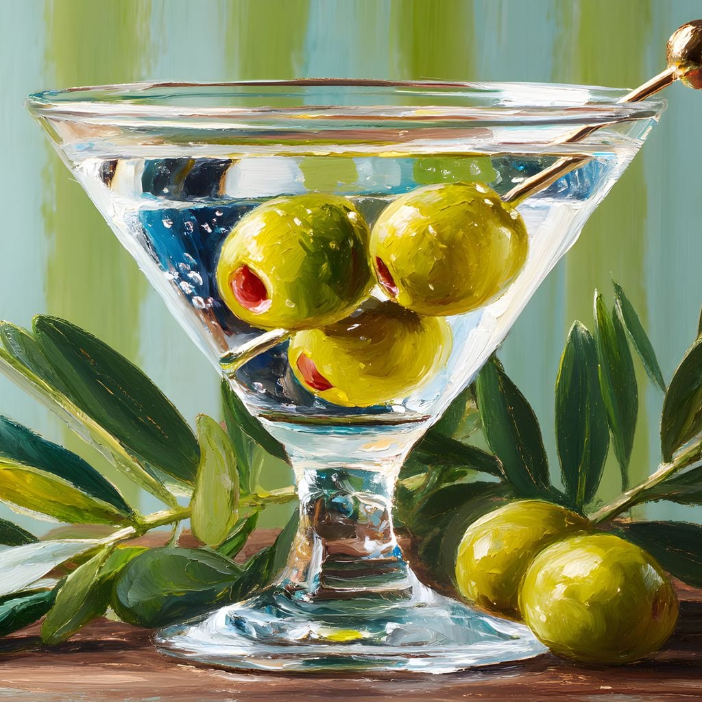 Olive Martini Still Life Delight Canvas Wall Art