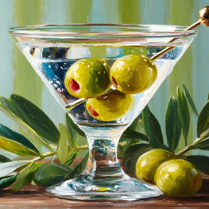 Olive Martini Still Life Delight Canvas Wall Art