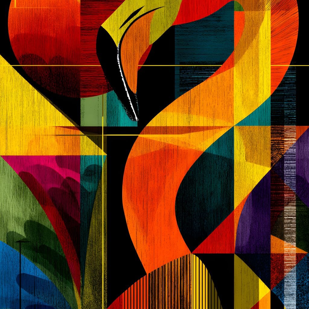 Chromatic Crane Impressions Canvas Wall Art