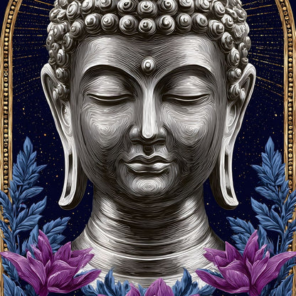 Buddha Lotus Radiance Under Stars Canvas Wall Art