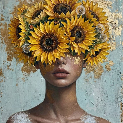 Sunflower Head Spring Portrait Canvas Wall Art
