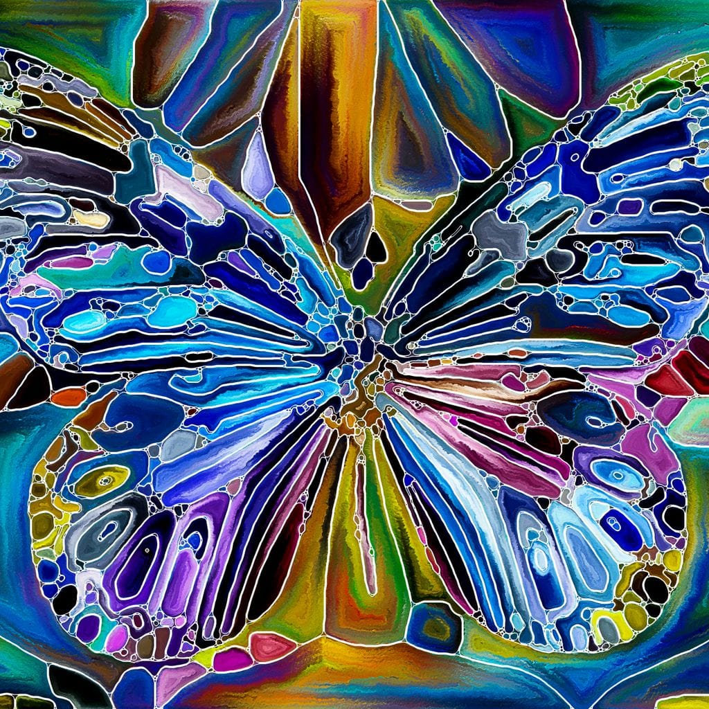 Multicolored Psychedelic Butterfly Canvas Wall Art
