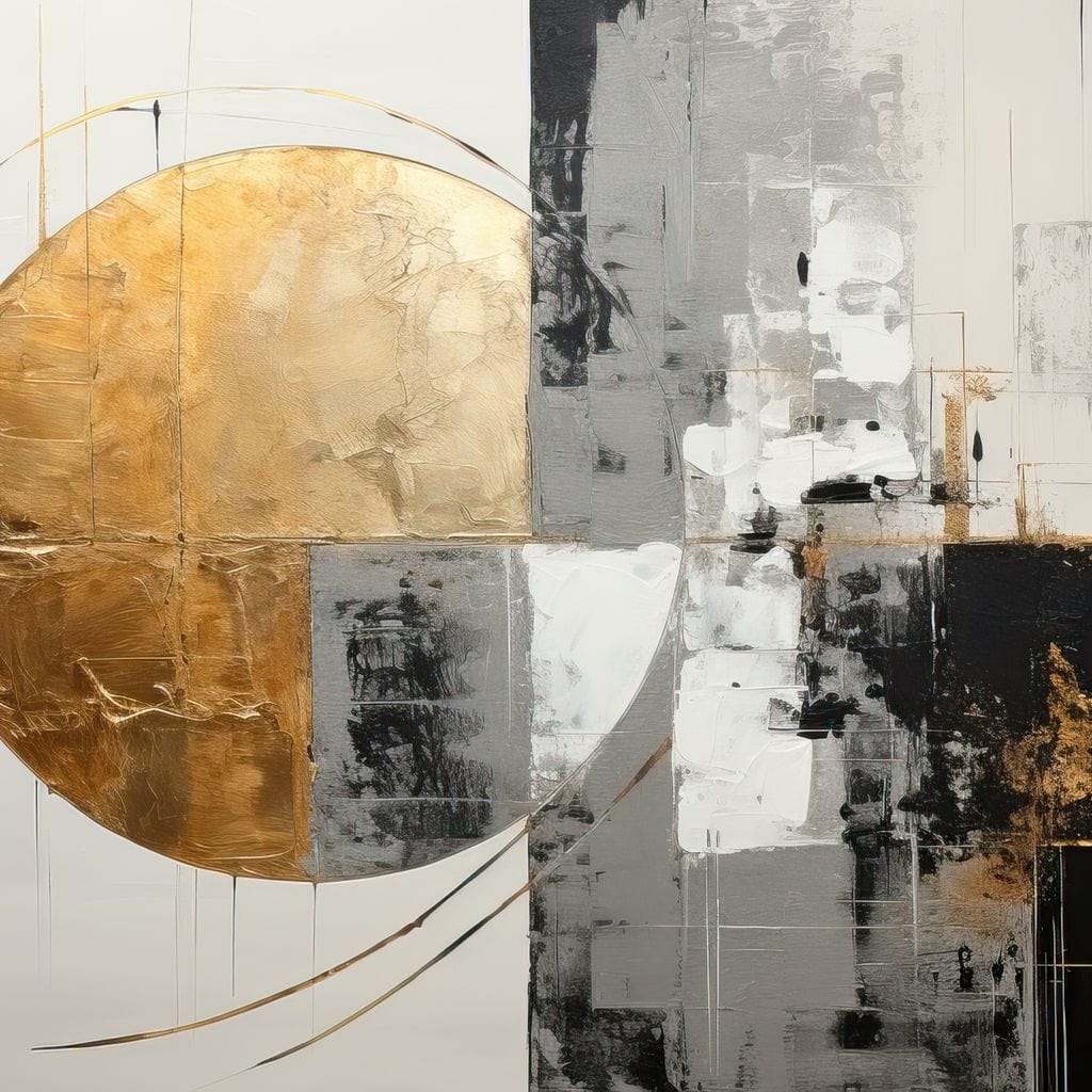 Golden Geometric Serenity Canvas Wall Art