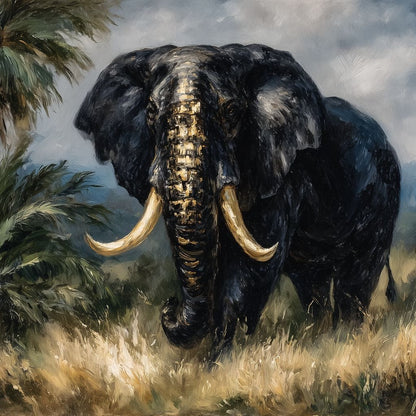 Majestic Elephant Safari Gold Canvas Wall Art