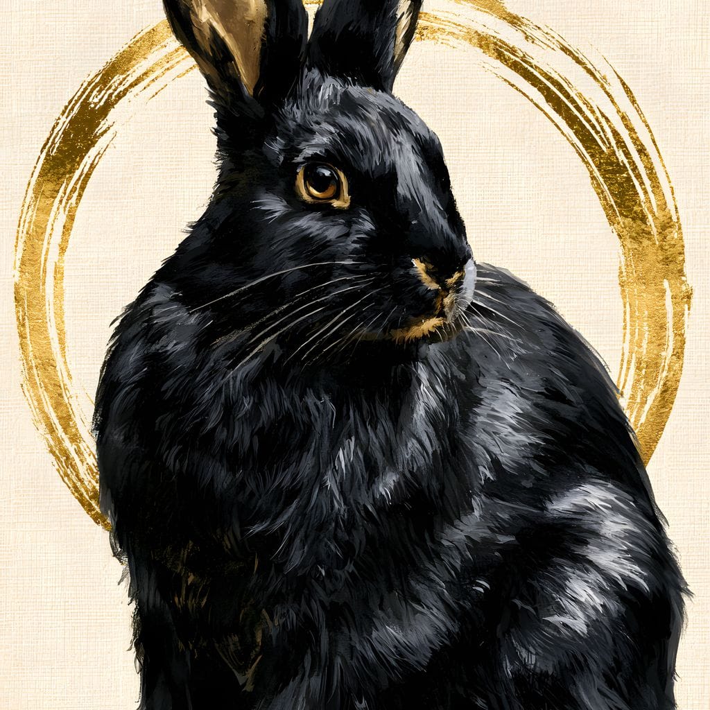 Gilded Hare Watching The Horizon Canvas Wall Art