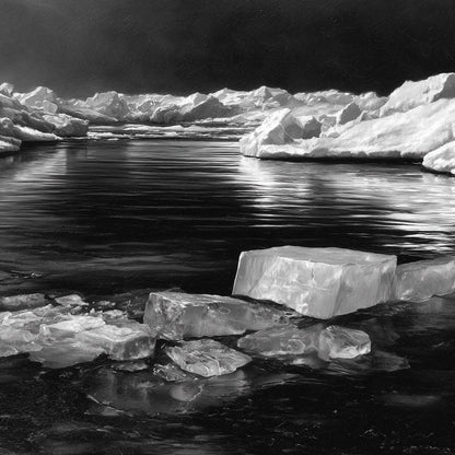 Midnight Drift Ice Fjord Canvas Wall Art