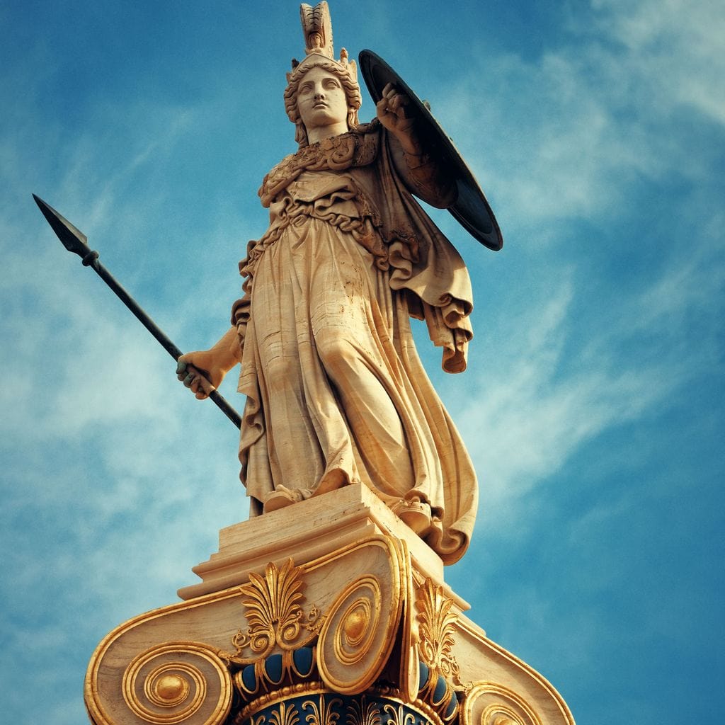 Athena Statue in Athens Canvas Wall Art