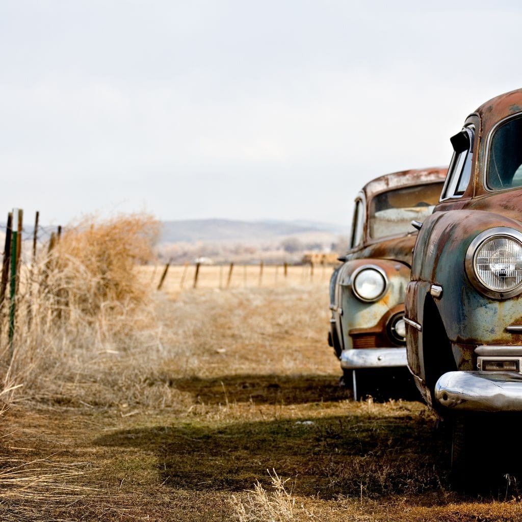 Abandoned Cars Canvas Wall Art