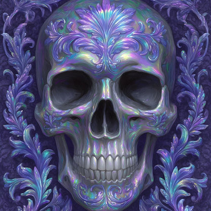Prismatic Skull Baroque Flourish Canvas Wall Art