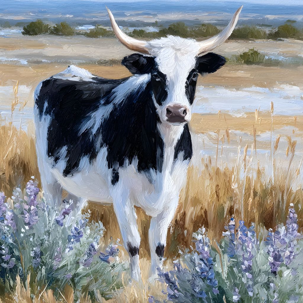 Longhorn Meadow Wildflowers Canvas Wall Art