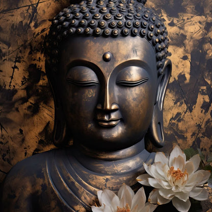 Buddha's Bronze Serenity Canvas Wall Art
