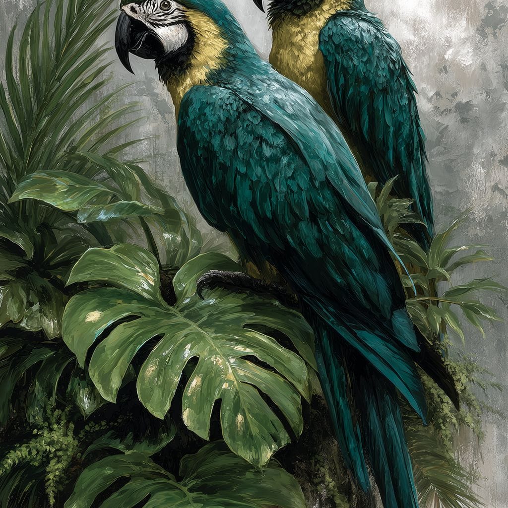 Emerald Jungle Guardians Canvas Wall Art