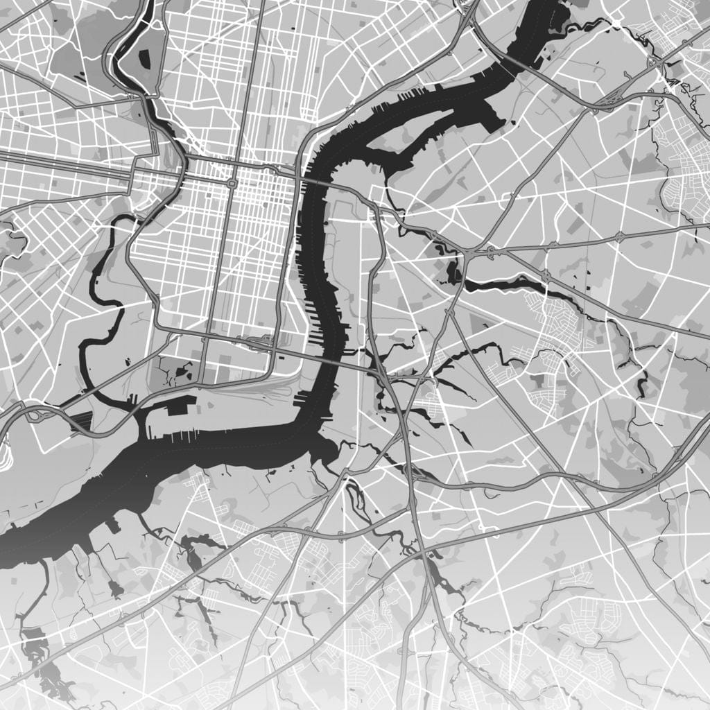 Map of Philadelphia, USA Canvas Wall Art