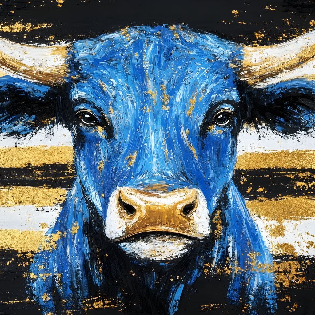 Bull Cobalt Resilience Canvas Wall Art