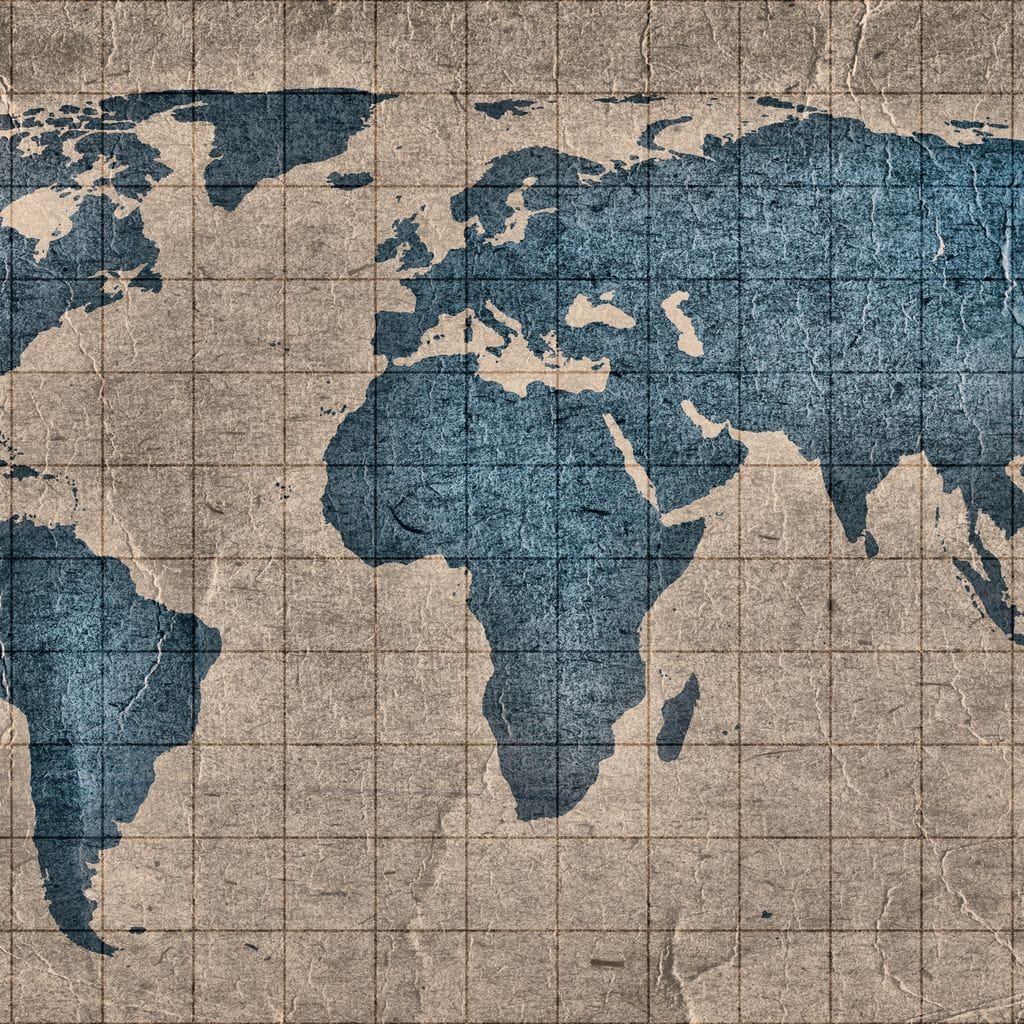 Blue Lands World Map Canvas Wall Art