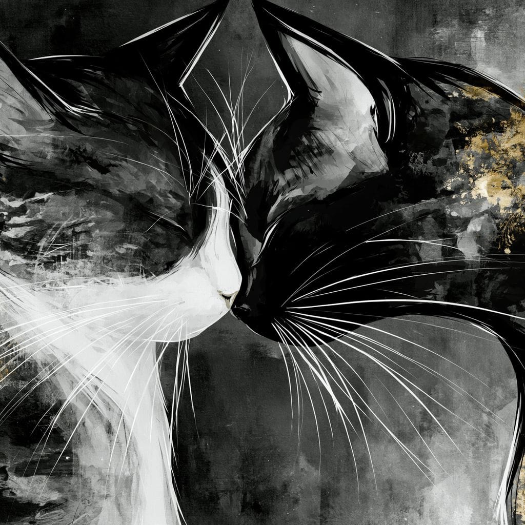 Gentle Connection Of Midnight Souls Canvas Wall Art