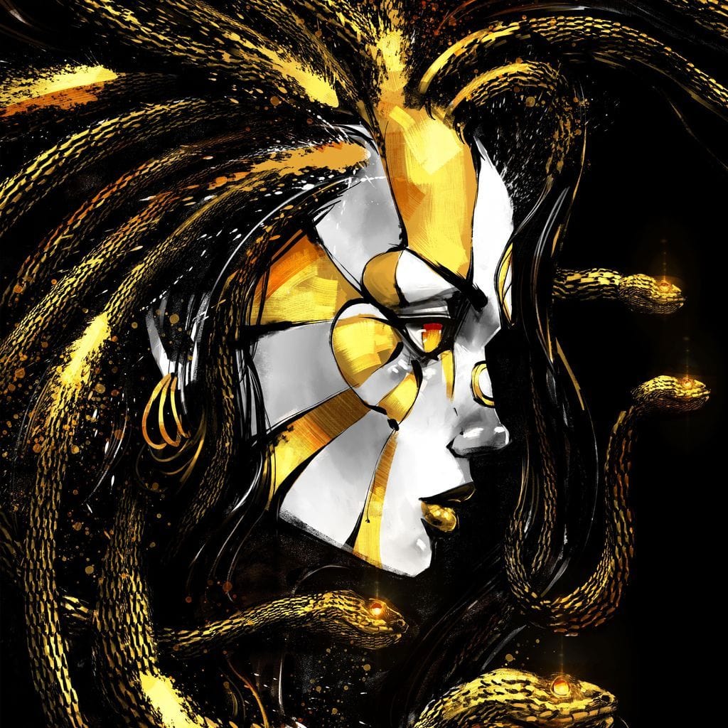 Golden Medusa Canvas Wall Art