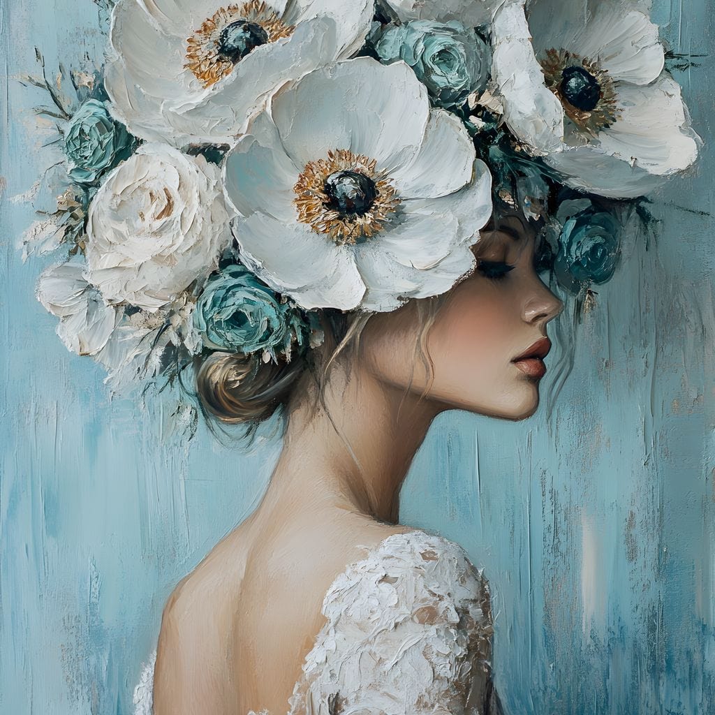 Petal Crowned Bridal Elegance Canvas Wall Art