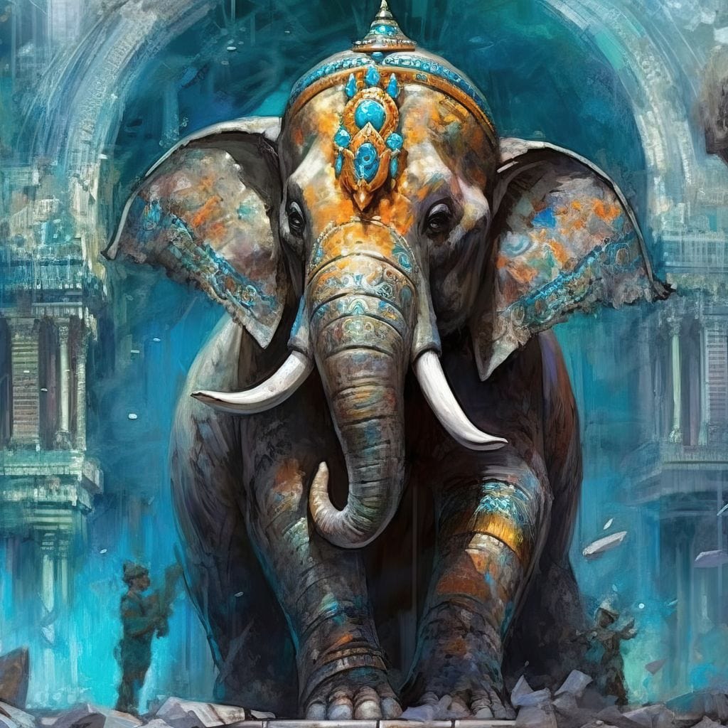 Hindu Temple Guardian Canvas Wall Art