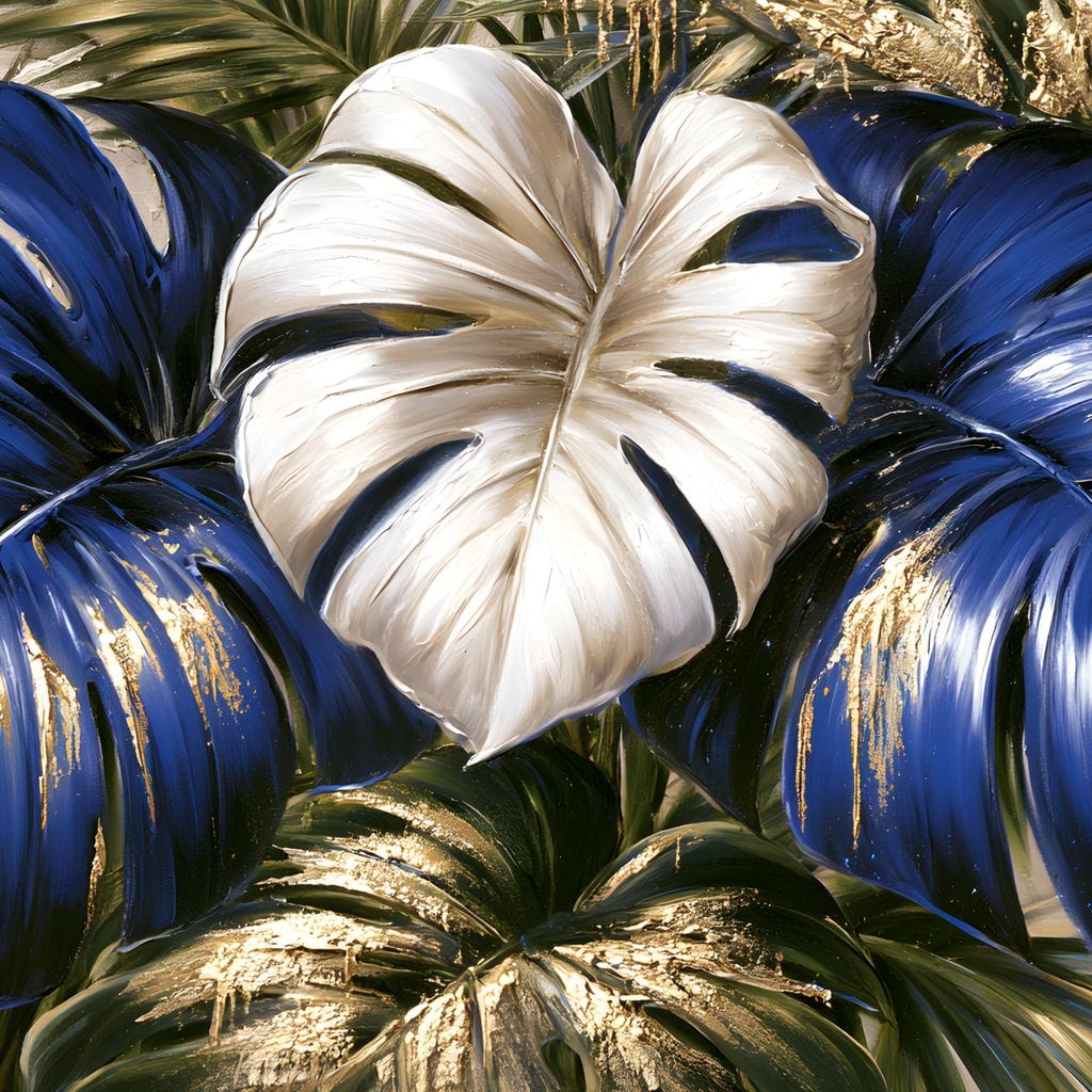 Gilded Foliage Under Midnight Light Canvas Wall Art