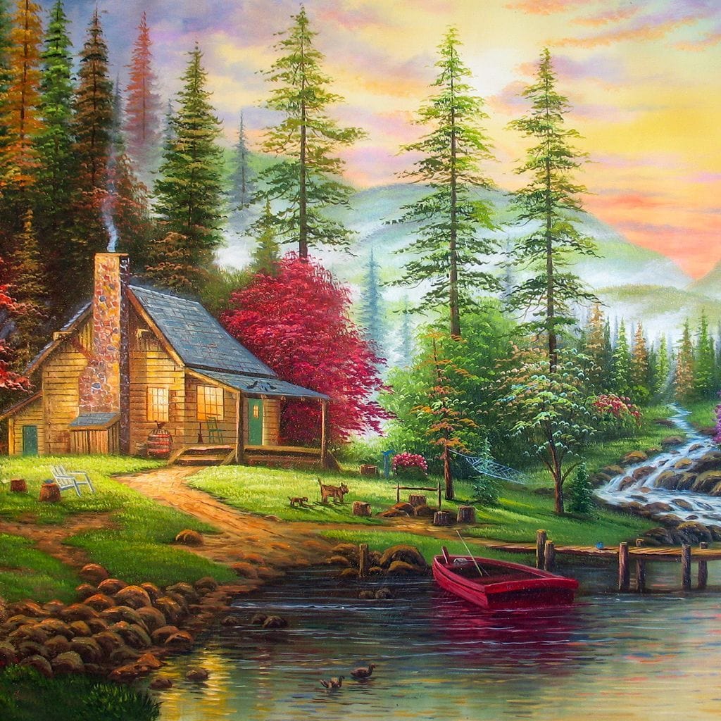 The House by the River Canvas Wall Art