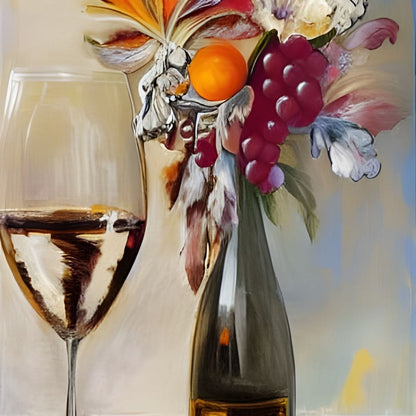 Abstract Wine & Flowers 05 Canvas Wall Art