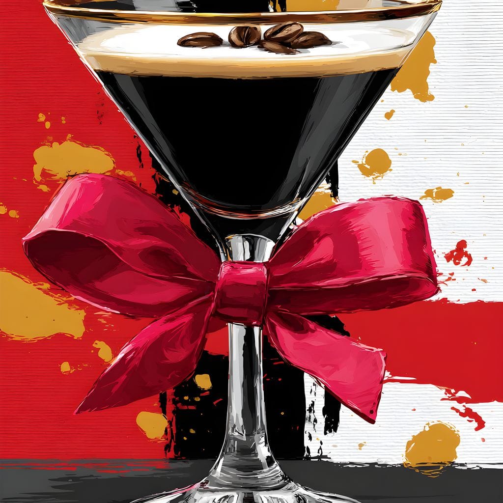 Espresso Martini Red Bow Canvas Wall Art