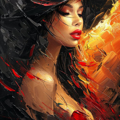 Fiery Elegance in Noir Canvas Wall Art
