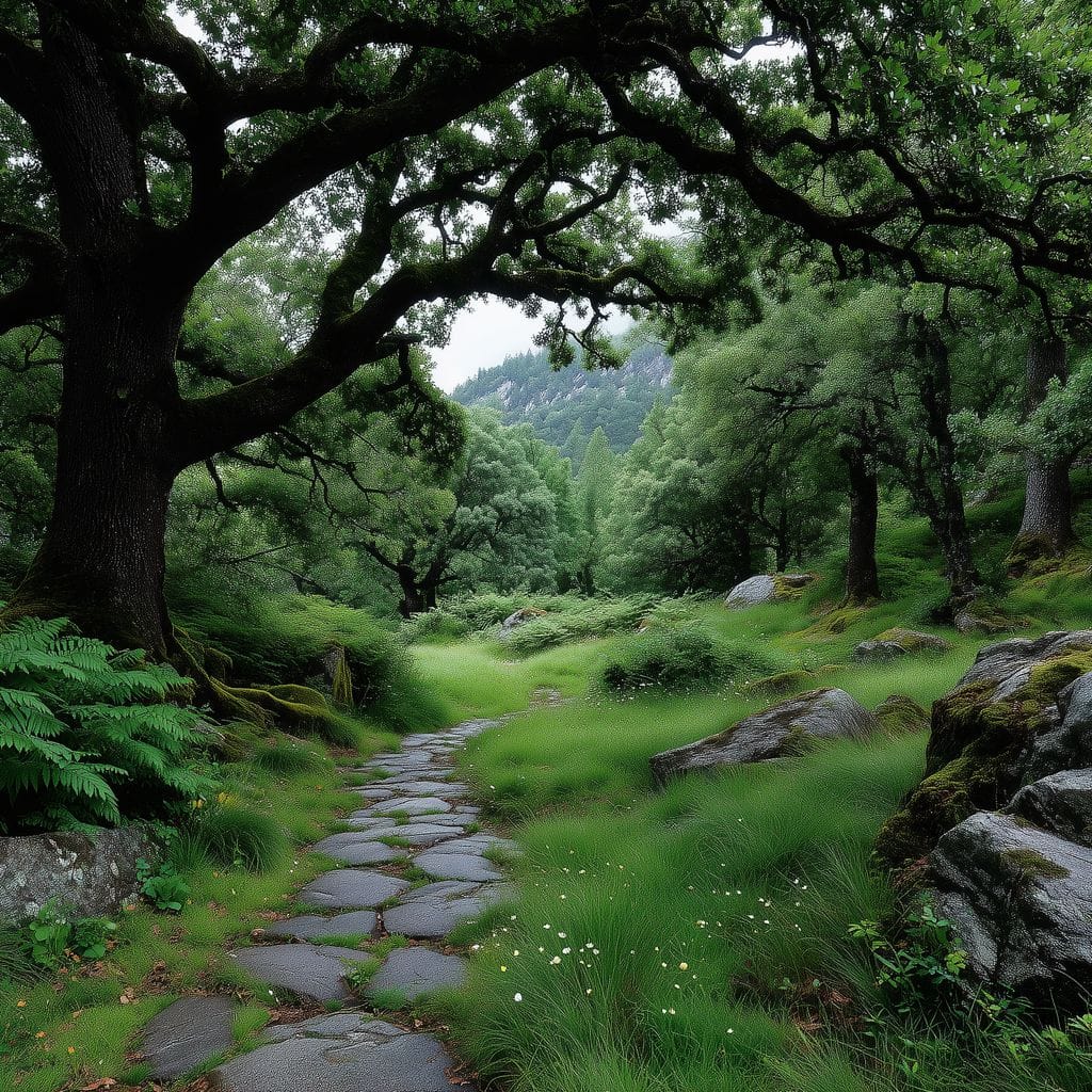 Emerald Forest Stone Pathway Canvas Wall Art