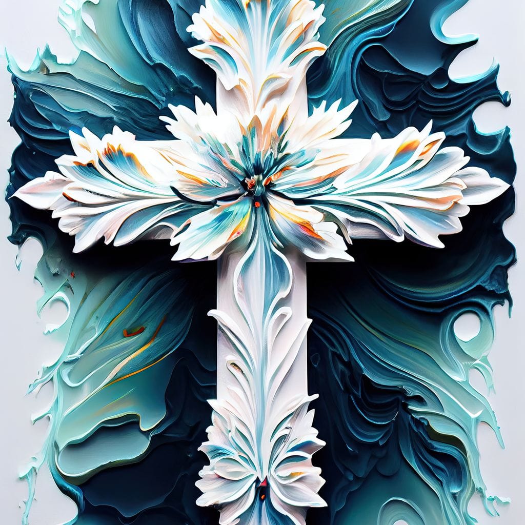 Floral Cross 06 Canvas Wall Art