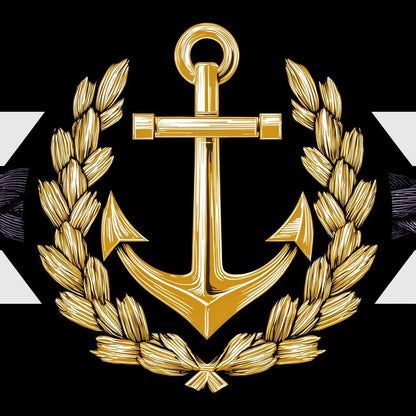 Golden Anchor Laurel Emblem Canvas Wall Art