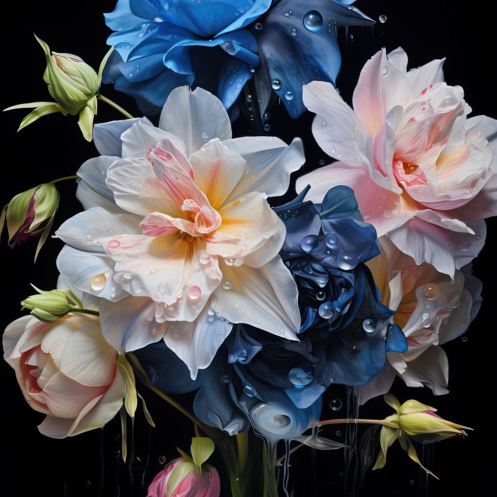 Midnight Flower Symphony Canvas Wall Art