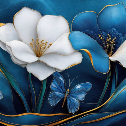 Blue Symphony of Flowers Canvas Wall Art