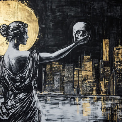 Golden Reflection Over the City Canvas Wall Art