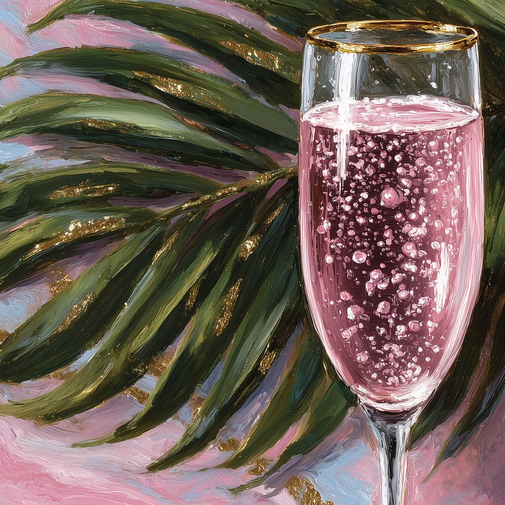 Pink Champagne Palm Luxe Canvas Wall Art