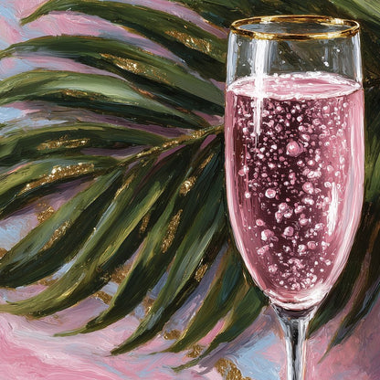 Pink Champagne Palm Luxe Canvas Wall Art