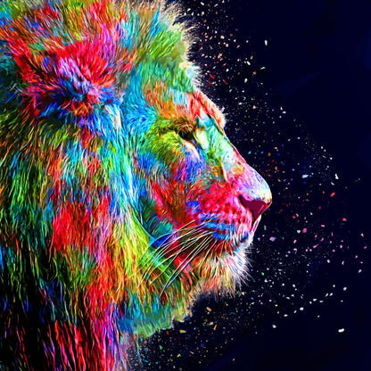 Colored Lion Canvas Wall Art